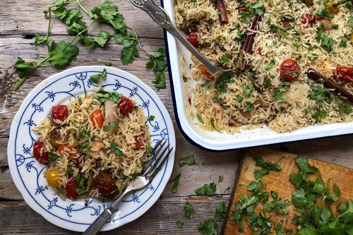 Baked Rice With Tomato & Garlic Confit.