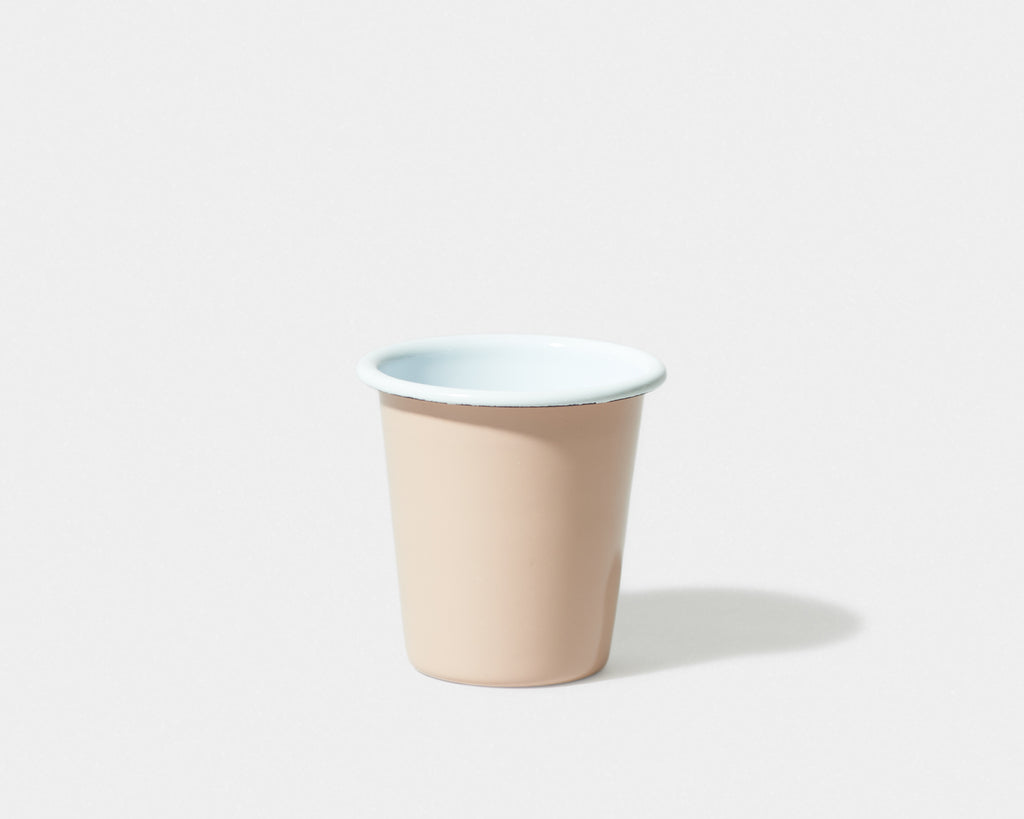 Falcon Enamelware Tumbler in White with Blue Rim, 310ml. Durable