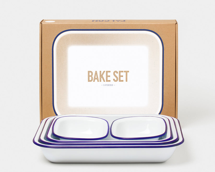 Falcon White Enamelware 5pc Bake Set