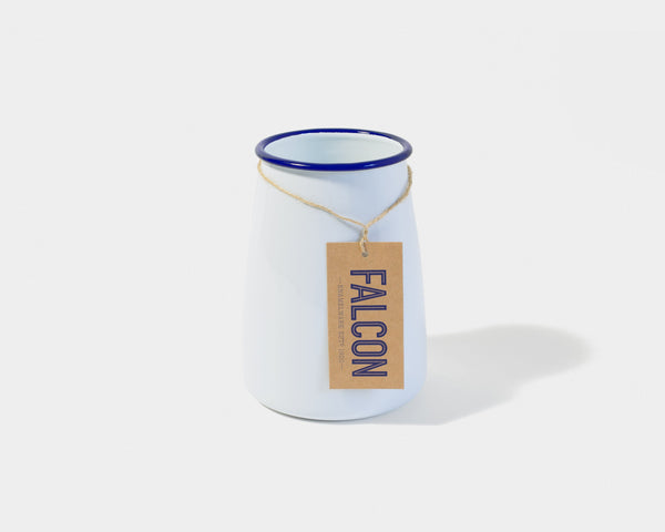 Utensil Pot White with Blue rim