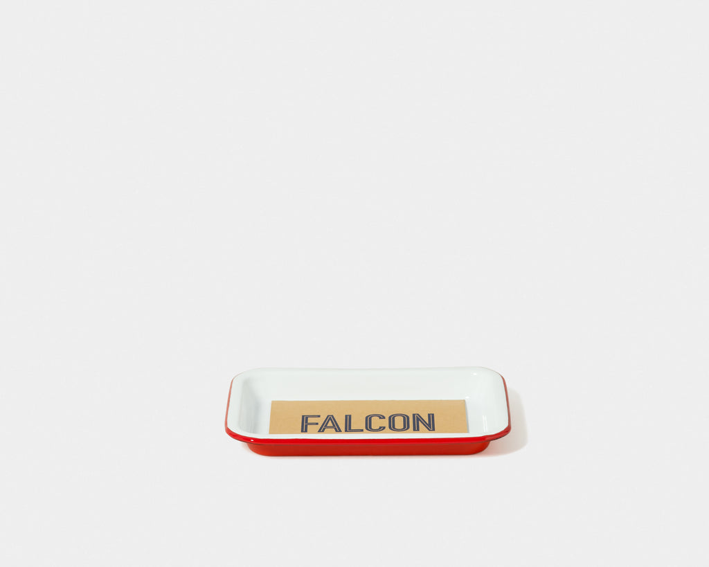 Falcon Enamelware Serving Tray - White Blue Rim